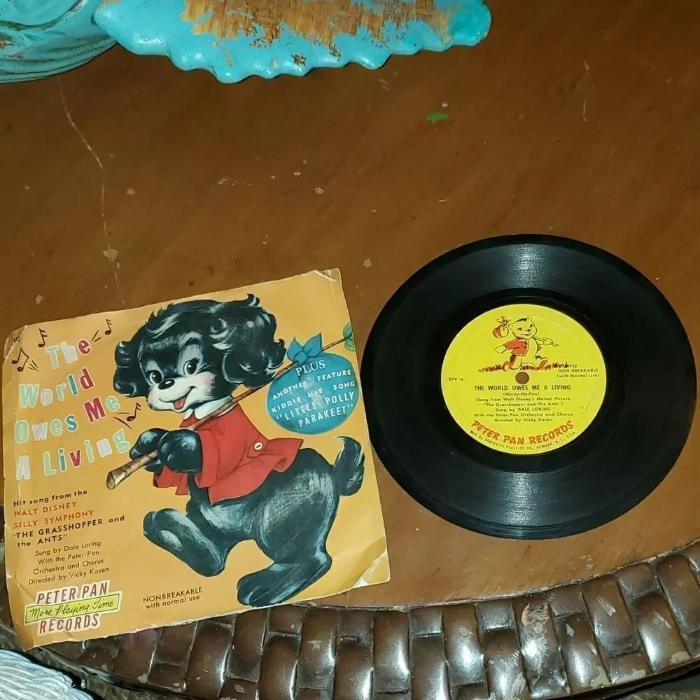 Vtg Peter Pan Records The World Owes Me A Living A Little Polly Parakeet Vinyl